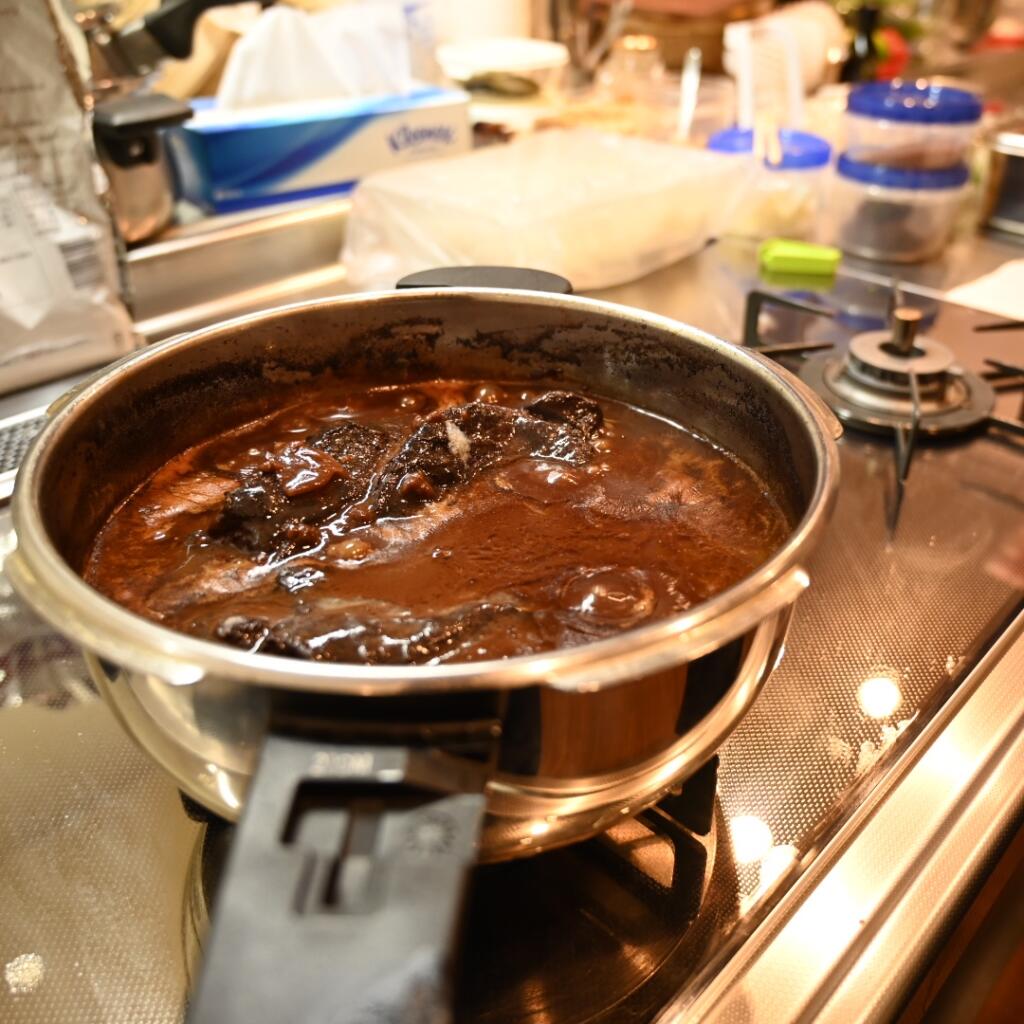 牛肉料理の様子